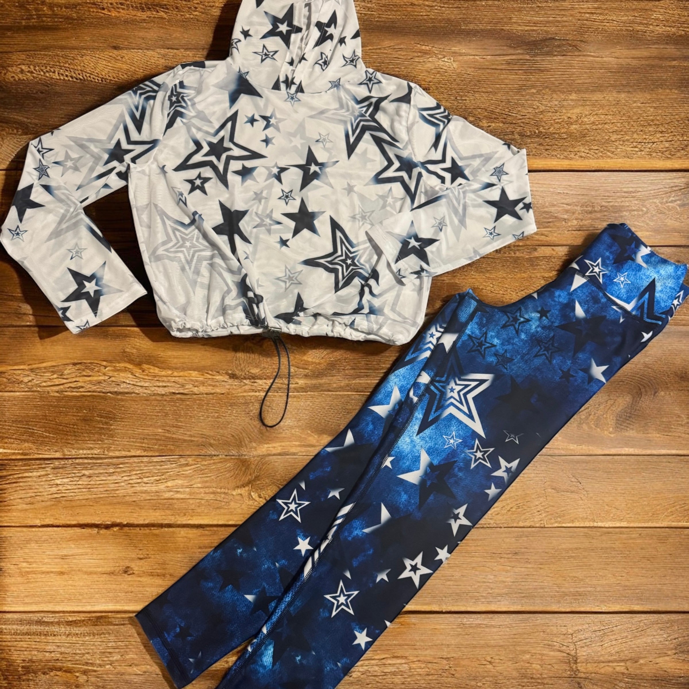 Sports Set blue Navy and white with stars - 2 pieces