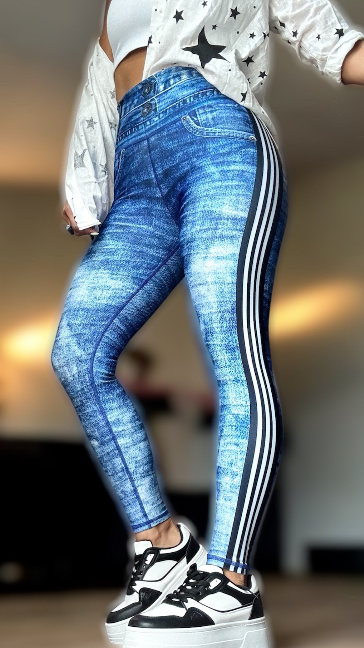 Legging Jeans with sport stripes