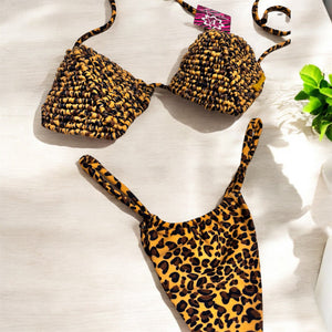 Leopard swimwear macramé