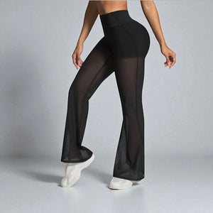 Black legging with Mesh Legging effect leather