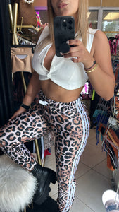 Fashion Jogger leopard with three white stripes