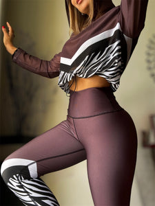 Sport Set Brown with zebra -Legging with mesh