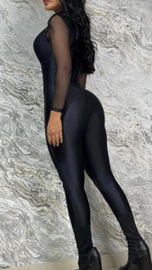Jumpsuit black with transparency sides