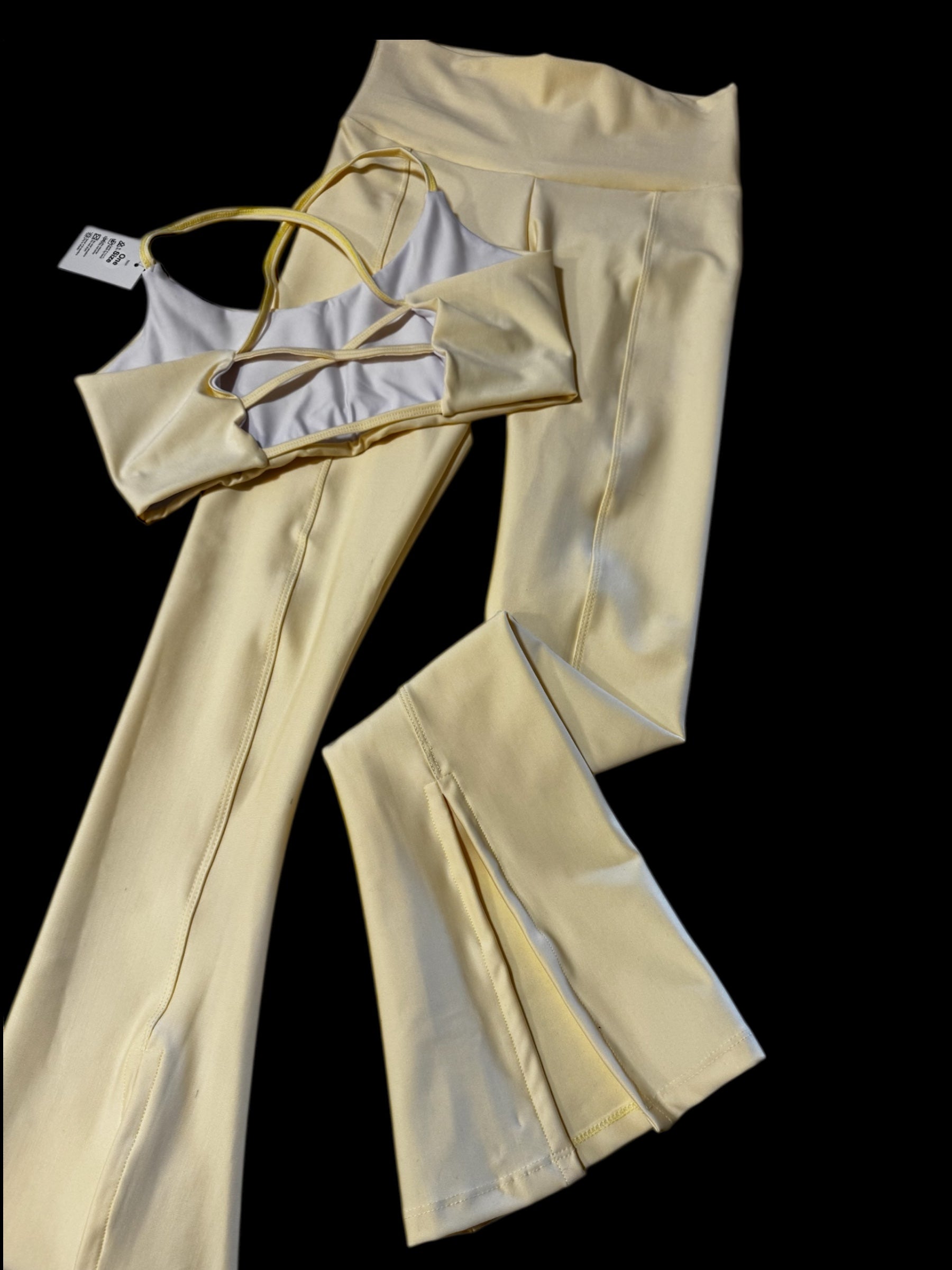 Sport Set Light yellow open boot supplex - top and legging