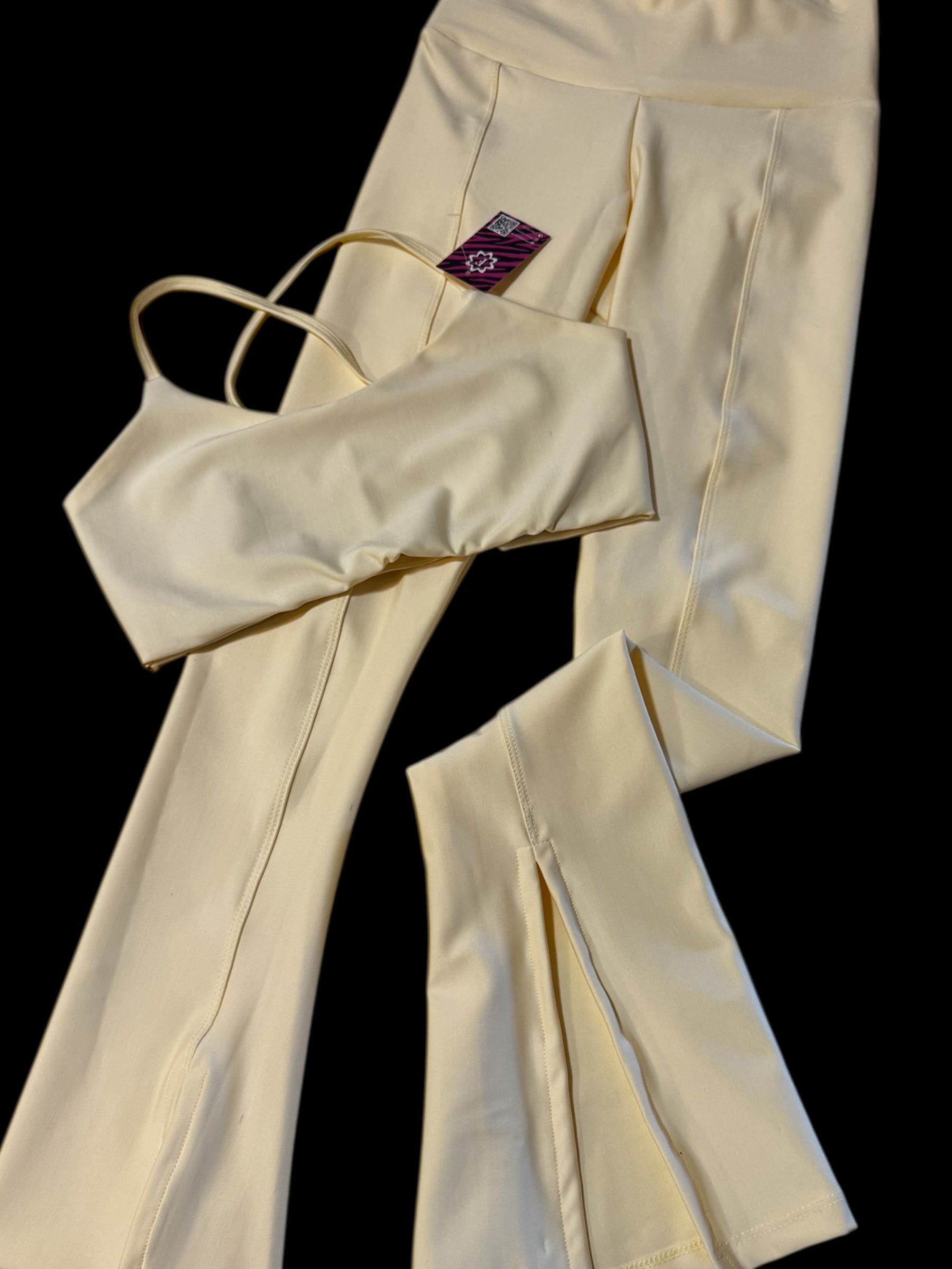 Sport Set Light yellow open boot supplex - top and legging