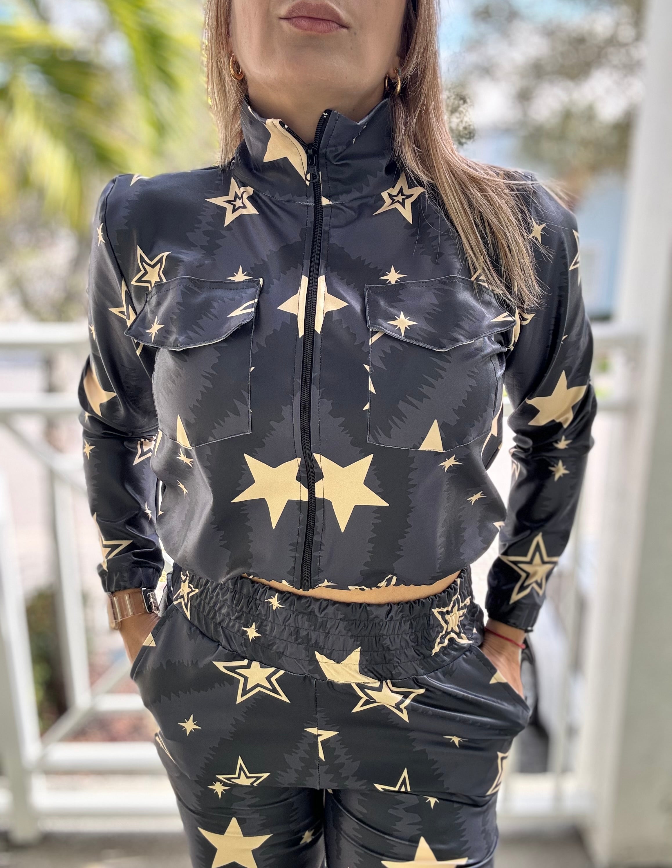 Stars Set -jacket and jogger effect leather