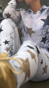 Sport Set white Snake with stars golg - legging and Mesh