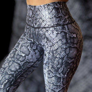 Silver color snake Leggings Effect Leather