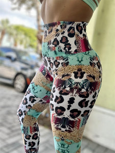 Legging Supplex leopard print mint