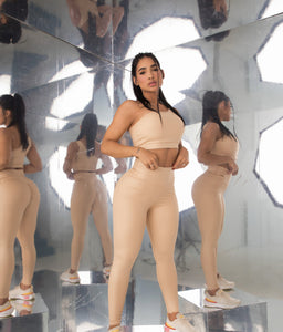 Sports beige set ribbed texture