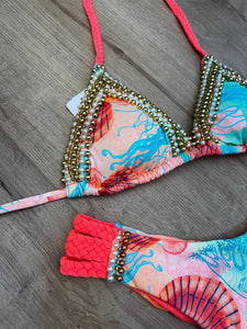 Maretta prints with pearls bikini swimsuit