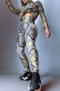 Sport set Stars yellow Legging with Mesh- 2 pieces