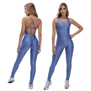 Textured glossy  Jumpsuit cross