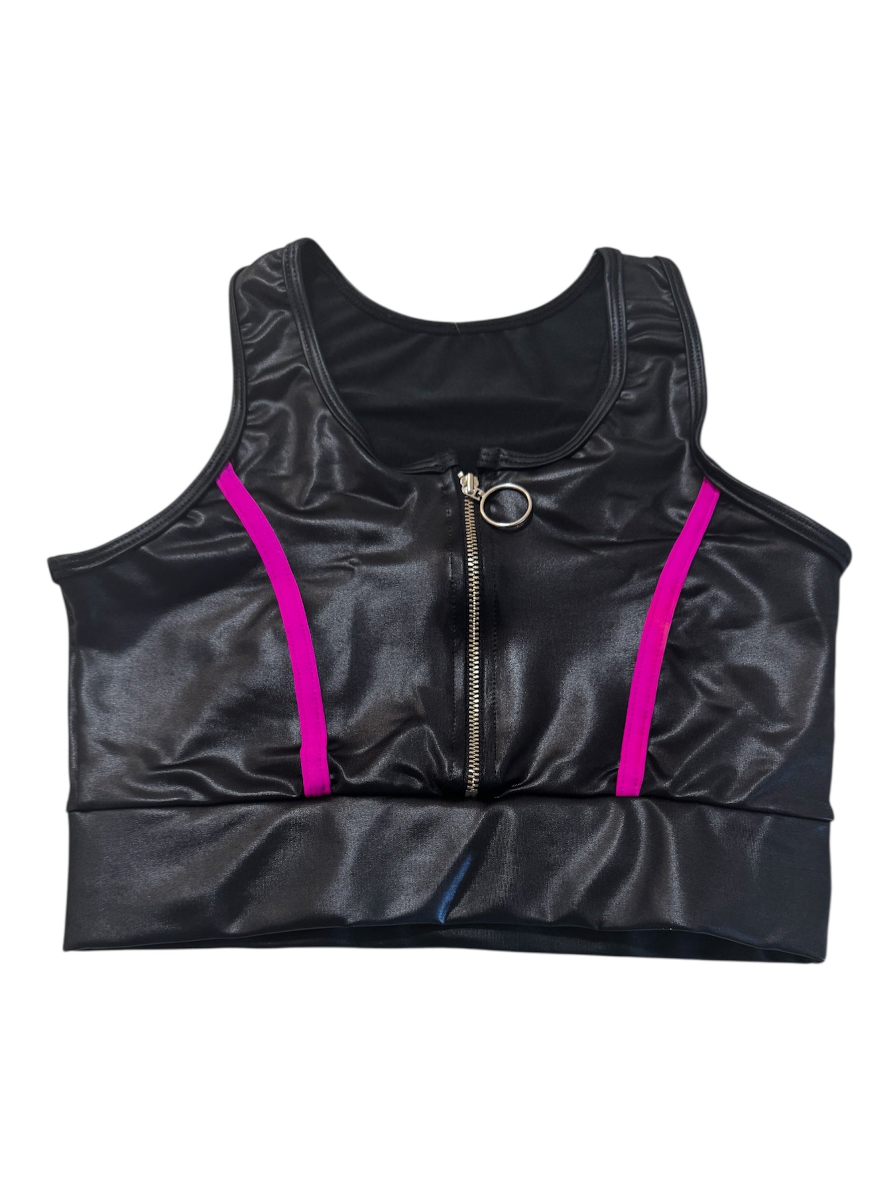 Crop top olympic basic with zipper- effect leather