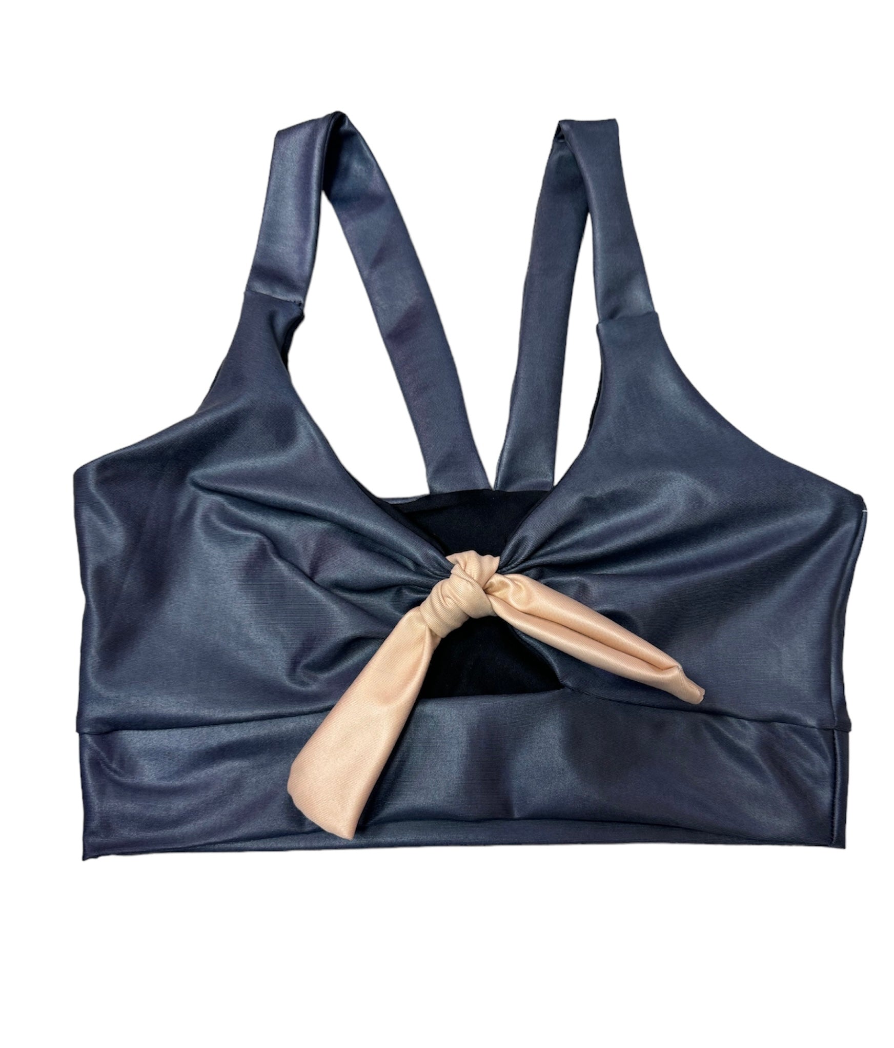 Bow crop top leather effect olympic