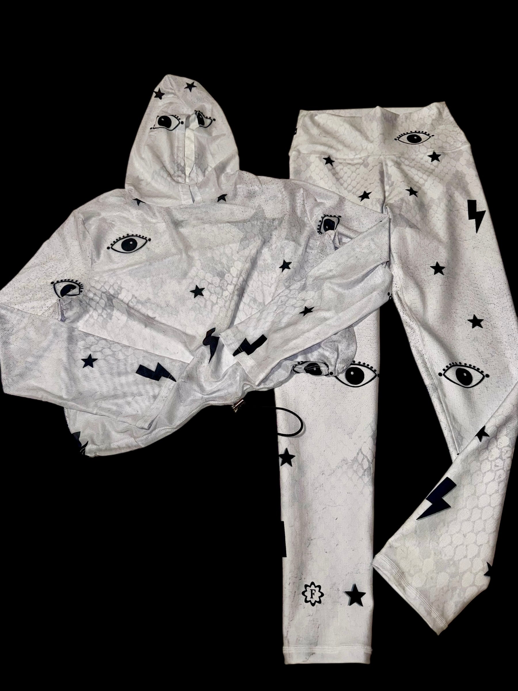 Sport Set eyes turkish White - legging and Mesh