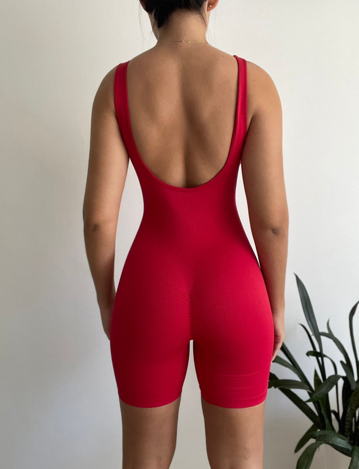 Fashion short jumpsuit ribbed fabric