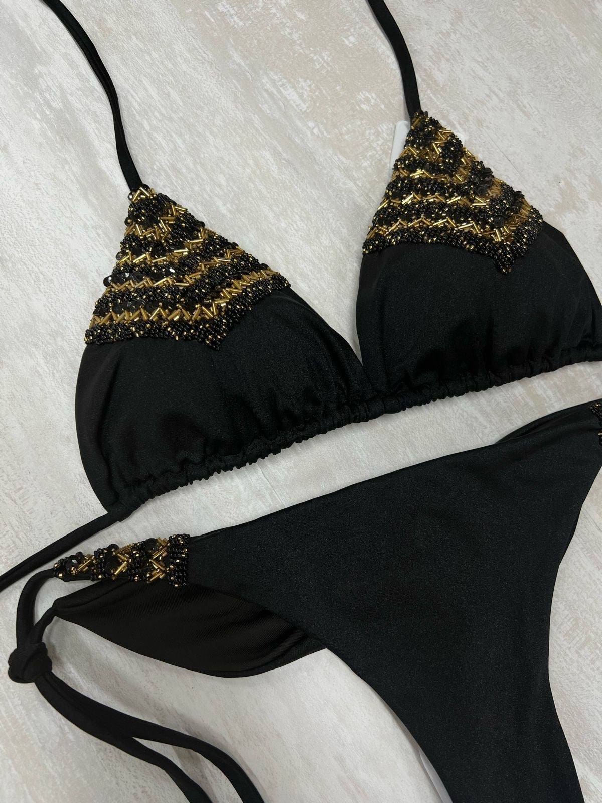 Black bikini power with gold deco