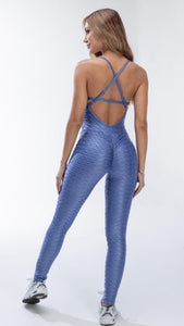 Textured glossy  Jumpsuit cross