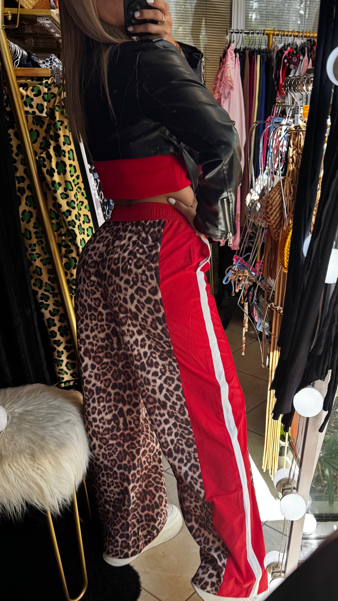 Pant fashion Leopard with red