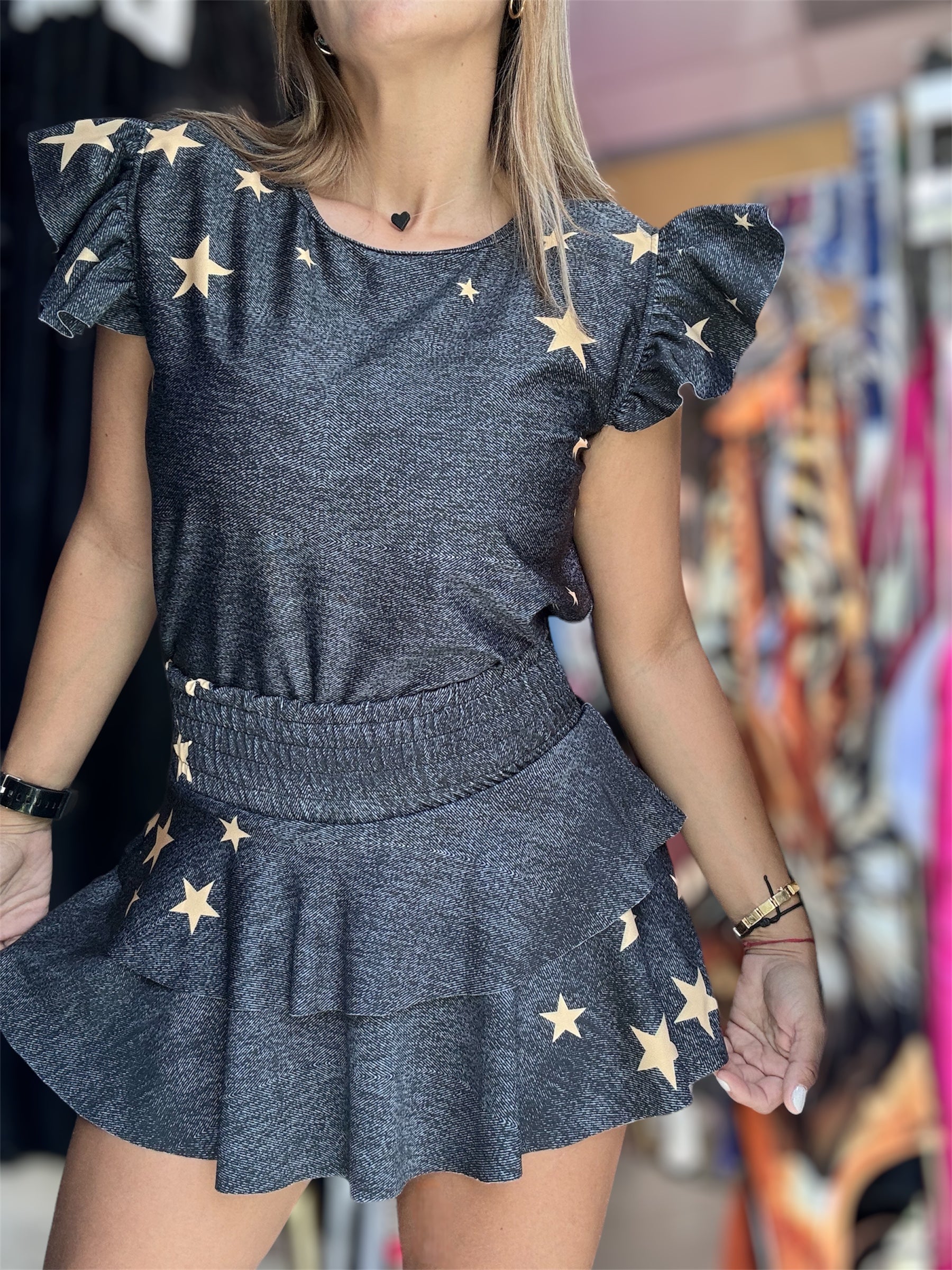 Set skirt stars with t-shirt ruffled