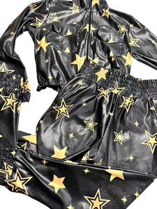 Stars Set -jacket and jogger effect leather