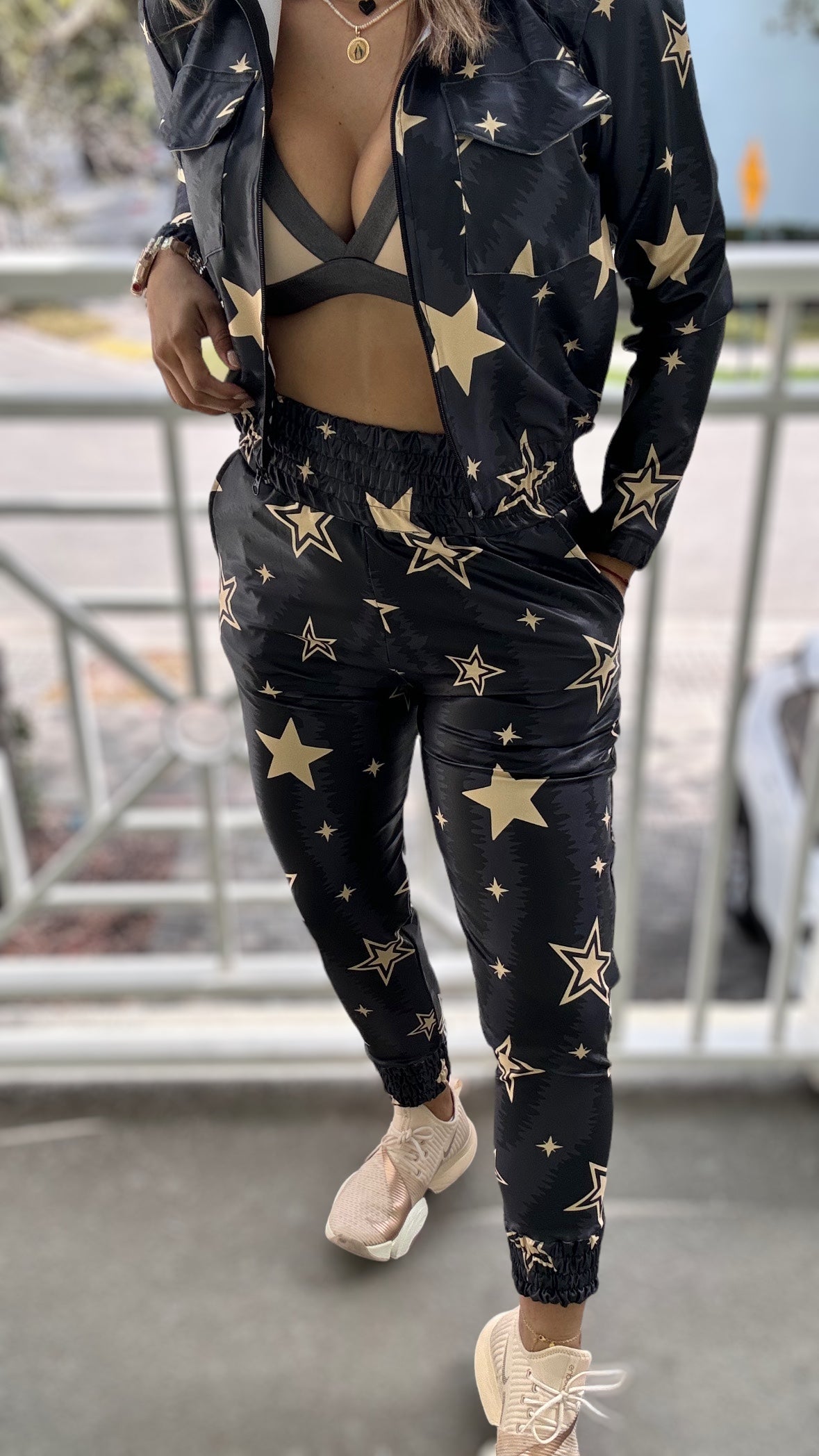 Stars Set -jacket and jogger effect leather