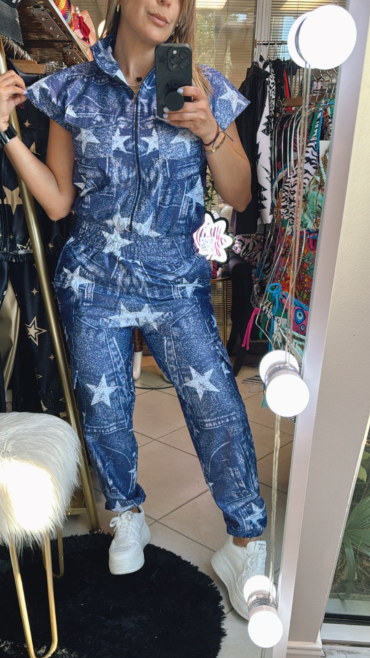 Stars Jumper jeans effect leather