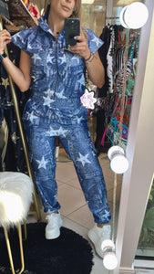 Stars Jumper jeans effect leather