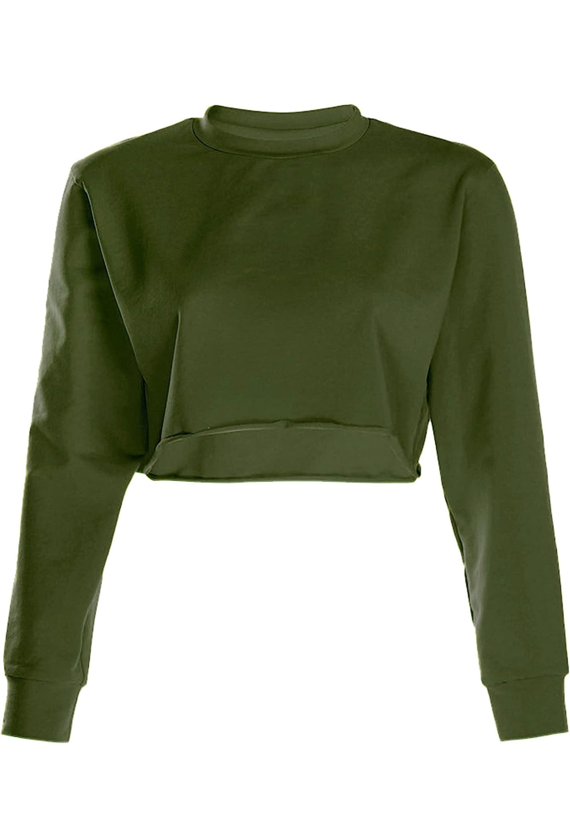 Long sleeve crop top with round neck