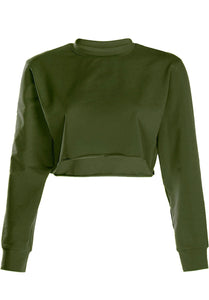 Long sleeve crop top with round neck