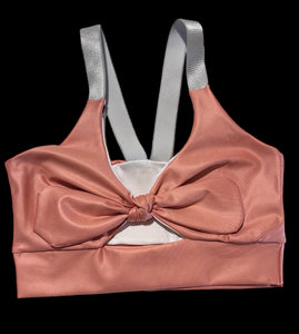 Bow crop top leather effect olympic