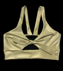 Bow crop top leather effect olympic