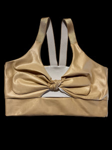 Bow crop top leather effect olympic