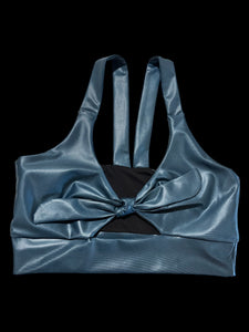 Bow crop top leather effect olympic