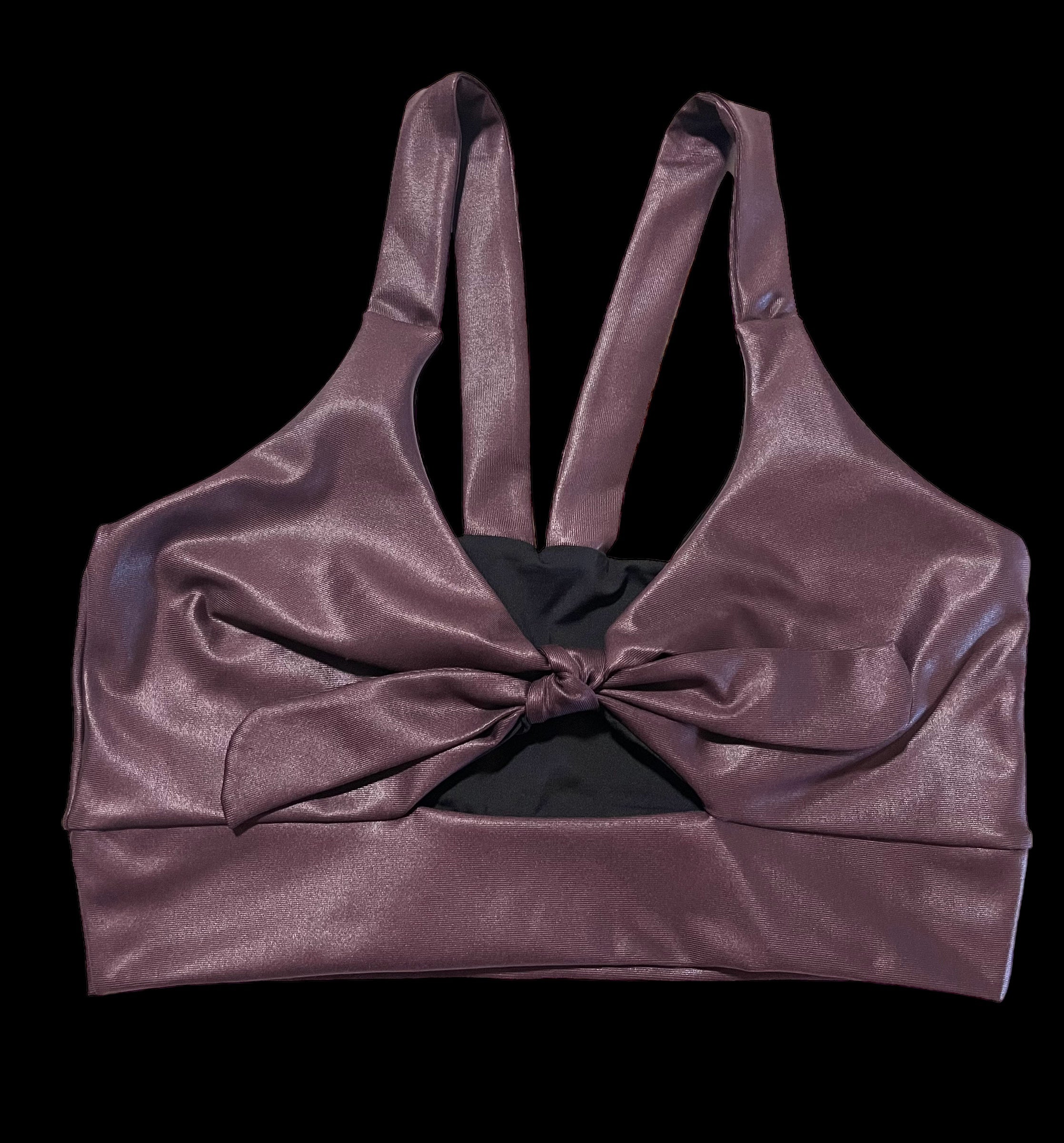 Bow crop top leather effect olympic