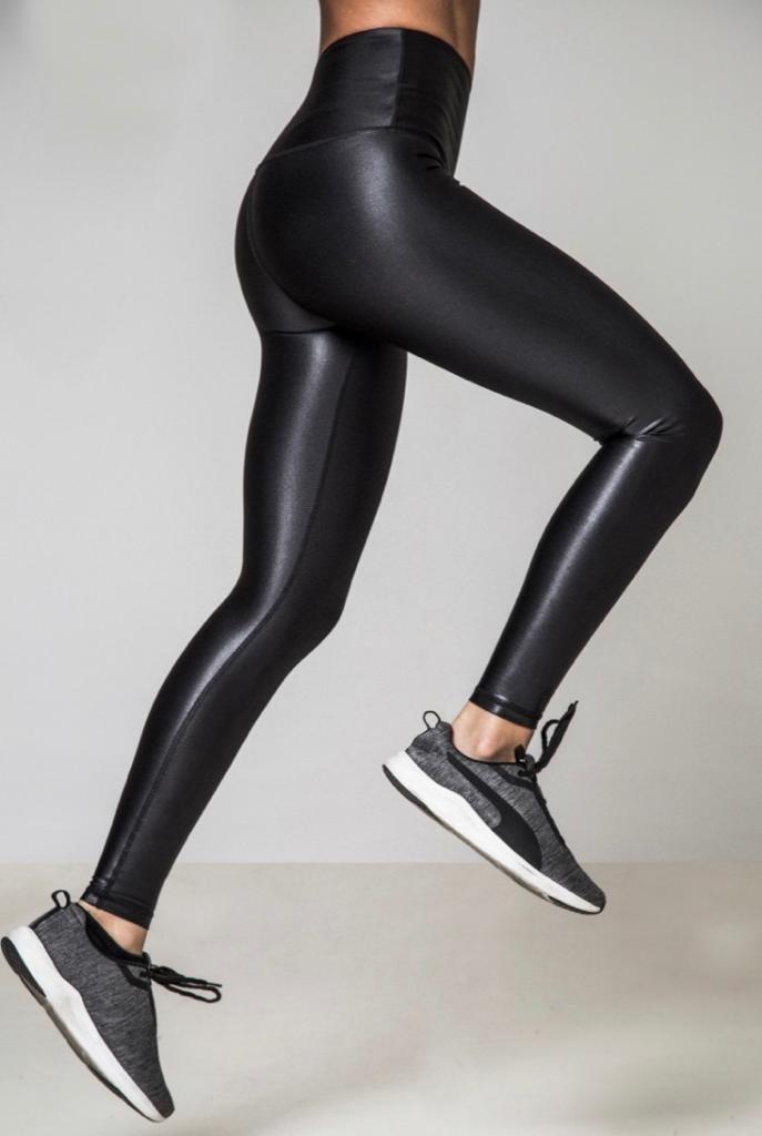 Leggings effect leather, BLACK – Swimwear and sportswear flowers