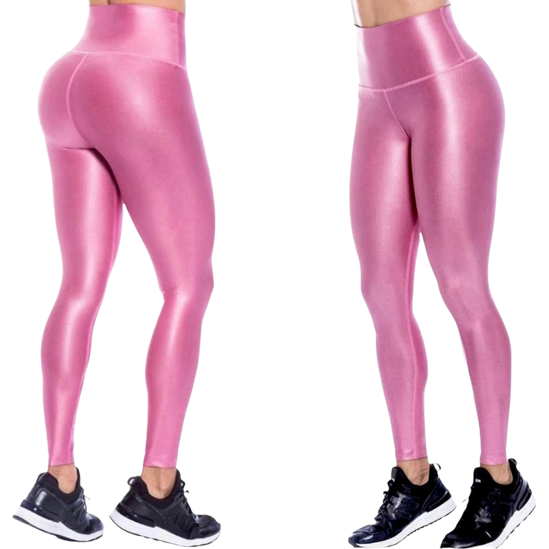 Rose copper color leggings effect leather basic