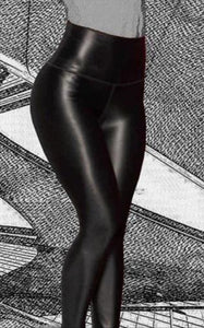 Leggings effect leather, BLACK