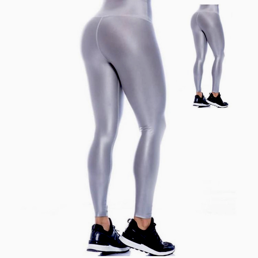 silver color Leggings effect leather basic