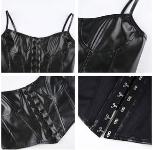 Corset black faux leather