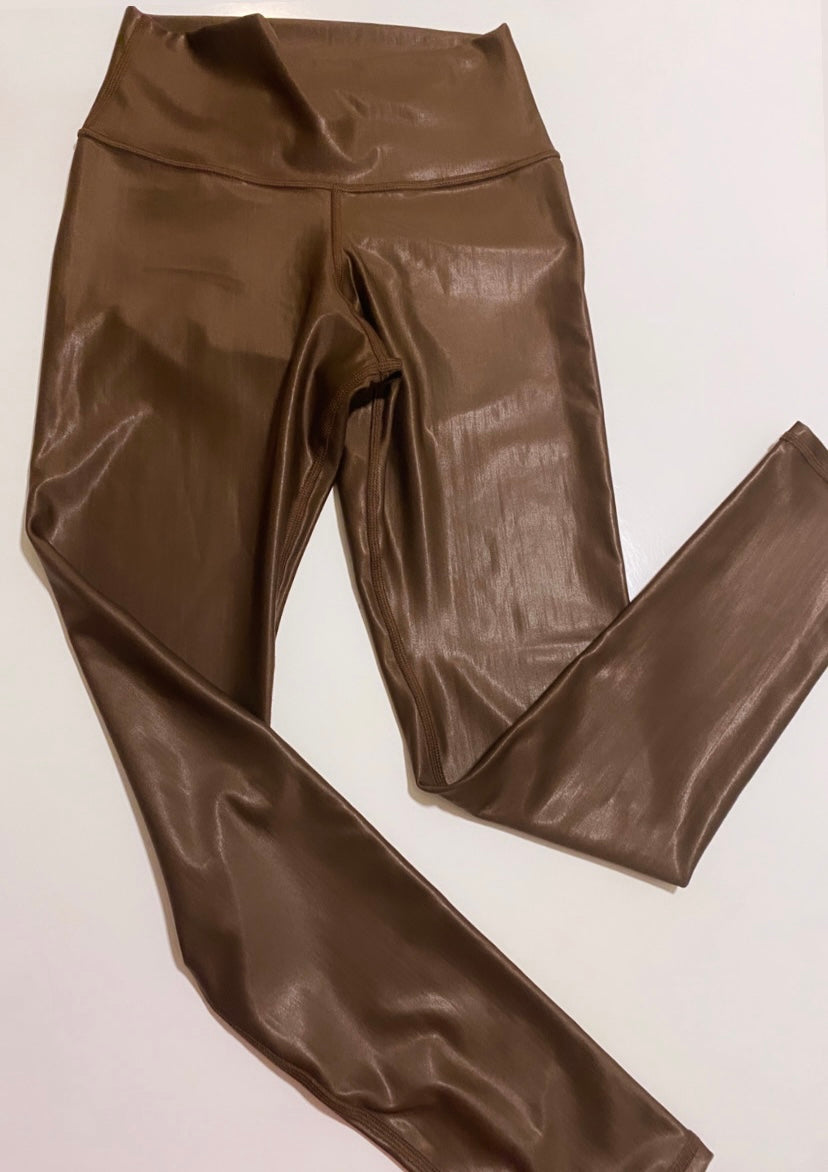 Brown color legging effect leather basic