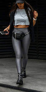 Dark gray leggings effect leather basic