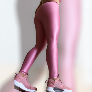 Rose copper color leggings effect leather basic