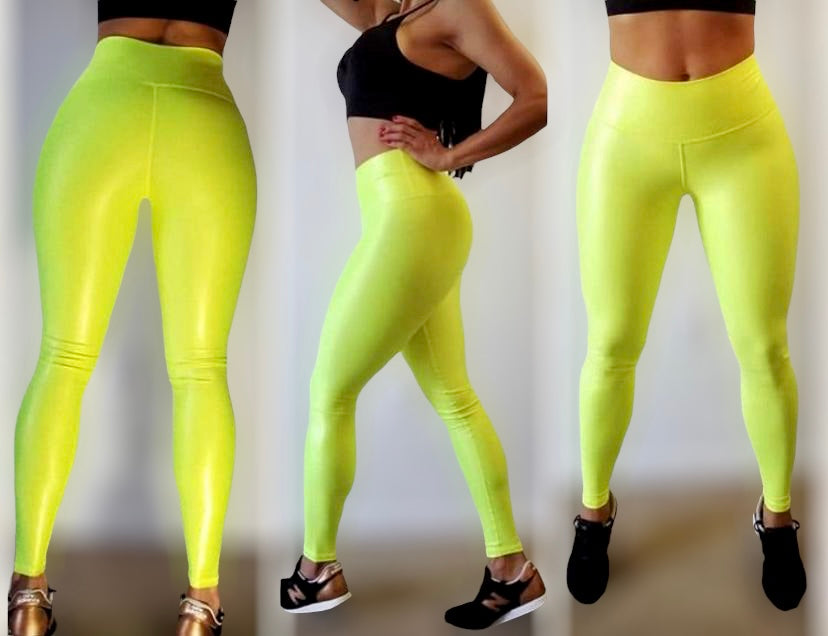 yellow neon color Leggings effect leather – Swimwear and sportswear flowers
