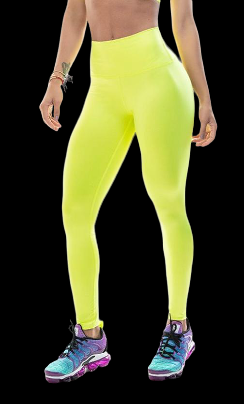Neon Green and Neon Yellow Ombré Shade Color Fade Leggings by PodArtist