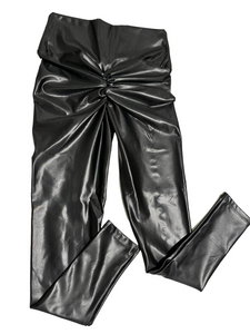 black leather effect leggings -Scrunch Booty style