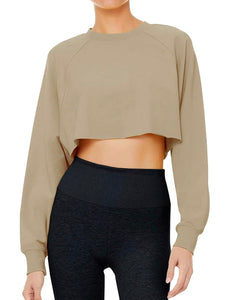 Long sleeve crop top with round neck