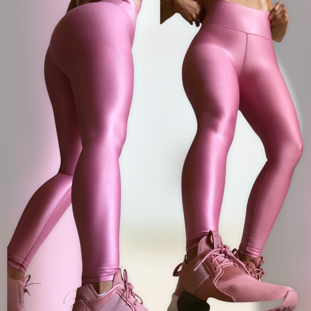 Rose copper color leggings effect leather basic