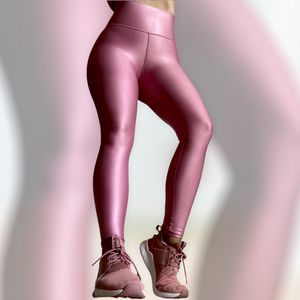 Rose copper color leggings effect leather basic